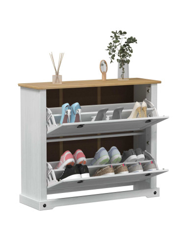 Mobile per scarpe Corona Bianco 99 x 32 x 85 cm Pino massello
