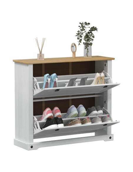 Mobile per scarpe Corona Bianco 99 x 32 x 85 cm Pino massello