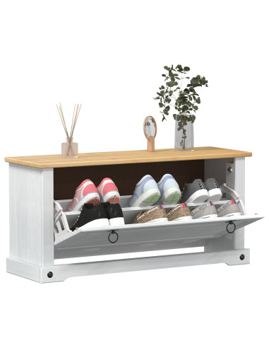 Mobile per scarpe Corona Bianco 99 x 32 x 49 cm Pino massello