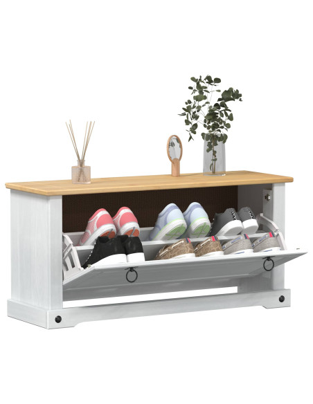 Mobile per scarpe Corona Bianco 99 x 32 x 49 cm Pino massello