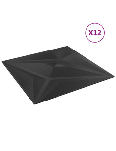 Pannelli da parete 48 pcs Stella nera 50 x 50 cm Schiuma XPS 2