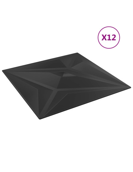 Pannelli da parete 48 pcs Stella nera 50 x 50 cm Schiuma XPS