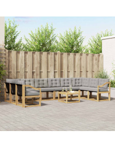 Set di divani da esterno 11 pcs Bianco e Grigio Chiaro