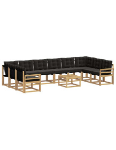 Set di divani da esterno con cuscino 11 pcs Bianco e Nero 2