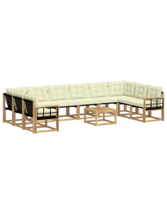 Set di divani da esterno con cuscino 11 pcs Bianco e Crema 2