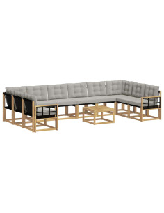 Set di divani da esterno 11 pcs Bianco e Grigio Chiaro 2