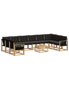 Set di divani da esterno con cuscino 11 pcs Bianco e Nero 2