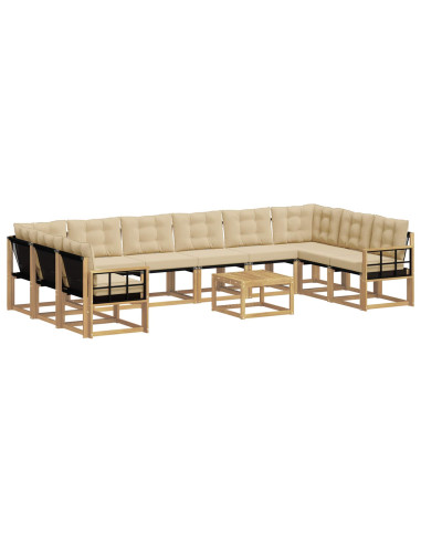 Set di divani da esterno con cuscino 11 pcs Bianco e Beige