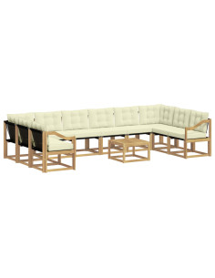 Set di divani da esterno con cuscino 11 pcs Bianco e Crema 2