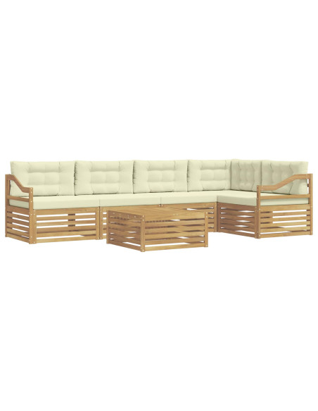 Set di divani da esterno 6 pcs Bianco e Crema Poliestere