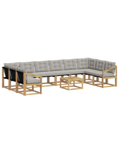 Set di divani da esterno 11 pcs Bianco e Grigio Chiaro 2