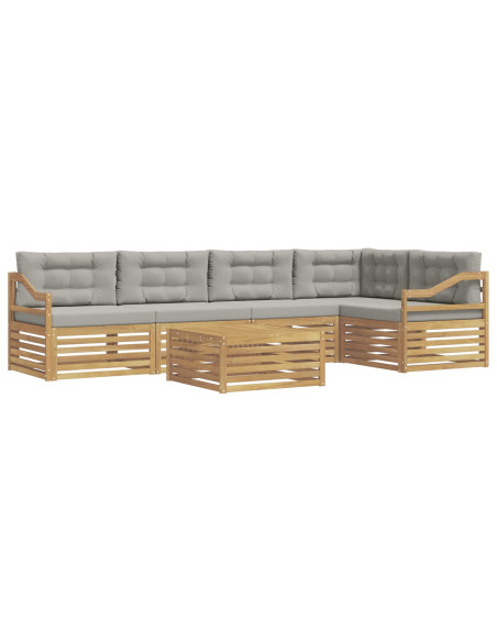 Set di divani da esterno 6 pcs Bianco e Grigio Chiaro