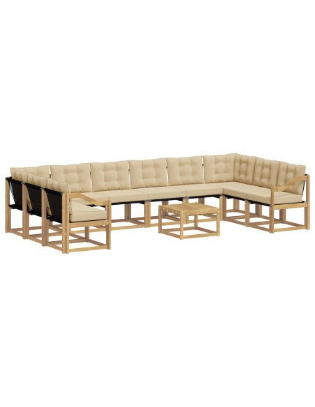 Set di divani da esterno con cuscino 11 pcs Bianco e Beige