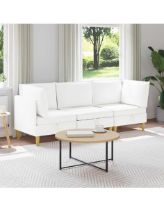 Set di mobili per il soggiorno con cuscino 3 pcs Bianco Tessuto