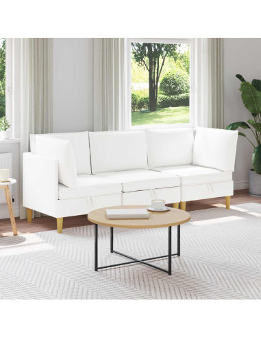 Set di mobili per il soggiorno con cuscino 3 pcs Bianco Tessuto