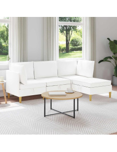 Set di mobili per il soggiorno con cuscino 4 pcs Bianco Tessuto