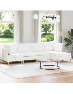 Set di mobili per il soggiorno con cuscino 5 pcs Bianco Tessuto