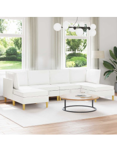 Set di mobili per il soggiorno con cuscino 6 pcs Bianco Tessuto