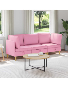 Set di mobili per il soggiorno con cuscino 3 pcs Rosa Tessuto