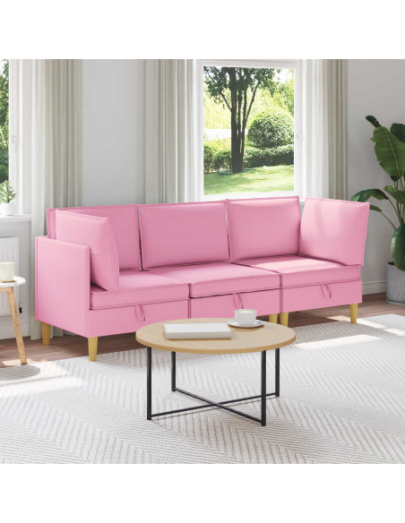 Set di mobili per il soggiorno con cuscino 3 pcs Rosa Tessuto