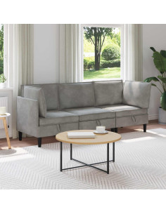 Set di mobili per il soggiorno 3 pcs Grigio Chiaro Velluto