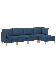 Set di mobili per il soggiorno con cuscino 5 pcs Blu Tessuto 2