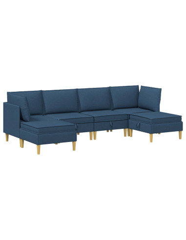 Set di mobili per il soggiorno con cuscino 6 pcs Blu Tessuto
