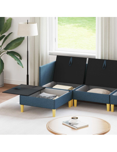 Set di mobili per il soggiorno con cuscino 6 pcs Blu Tessuto