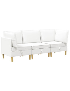 Set di mobili per il soggiorno con cuscino 3 pcs Bianco Tessuto 2