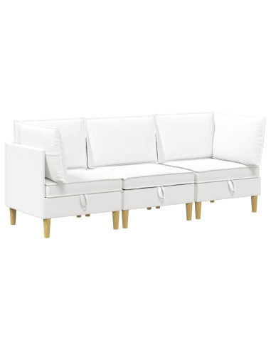 Set di mobili per il soggiorno con cuscino 3 pcs Bianco Tessuto