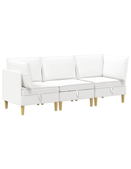Set di mobili per il soggiorno con cuscino 3 pcs Bianco Tessuto