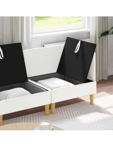 Set di mobili per il soggiorno con cuscino 3 pcs Bianco Tessuto