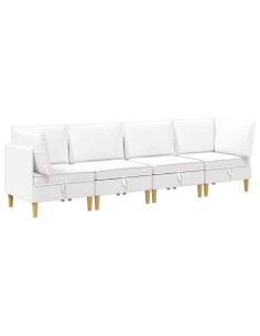 Set di mobili per il soggiorno con cuscino 4 pcs Bianco Tessuto 2