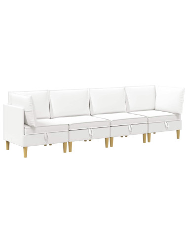 Set di mobili per il soggiorno con cuscino 4 pcs Bianco Tessuto