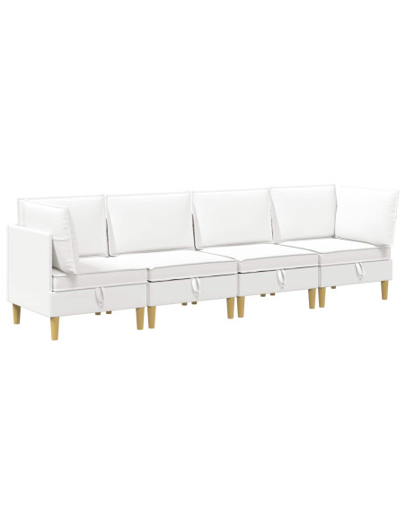 Set di mobili per il soggiorno con cuscino 4 pcs Bianco Tessuto