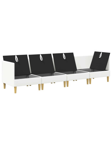 Set di mobili per il soggiorno con cuscino 4 pcs Bianco Tessuto