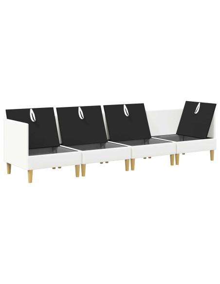 Set di mobili per il soggiorno con cuscino 4 pcs Bianco Tessuto
