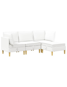 Set di mobili per il soggiorno con cuscino 4 pcs Bianco Tessuto 2