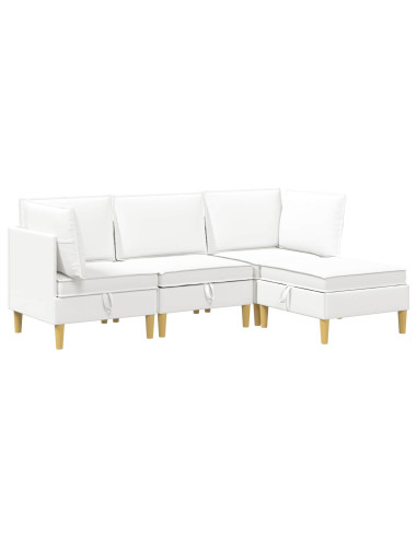 Set di mobili per il soggiorno con cuscino 4 pcs Bianco Tessuto