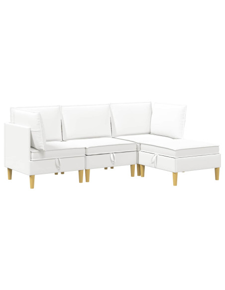 Set di mobili per il soggiorno con cuscino 4 pcs Bianco Tessuto