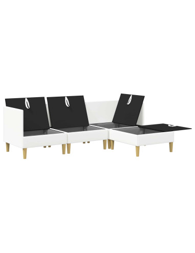 Set di mobili per il soggiorno con cuscino 4 pcs Bianco Tessuto