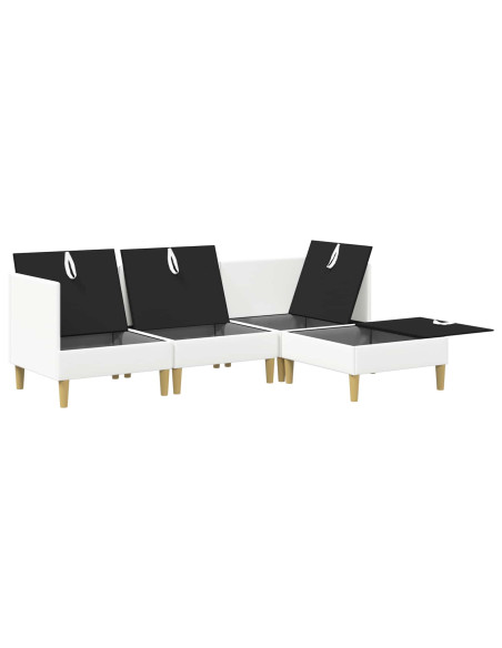 Set di mobili per il soggiorno con cuscino 4 pcs Bianco Tessuto