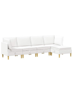 Set di mobili per il soggiorno con cuscino 5 pcs Bianco Tessuto 2