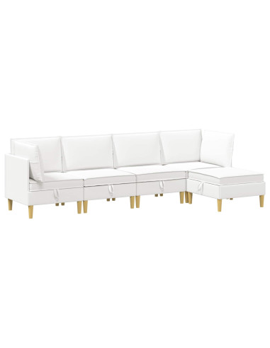 Set di mobili per il soggiorno con cuscino 5 pcs Bianco Tessuto