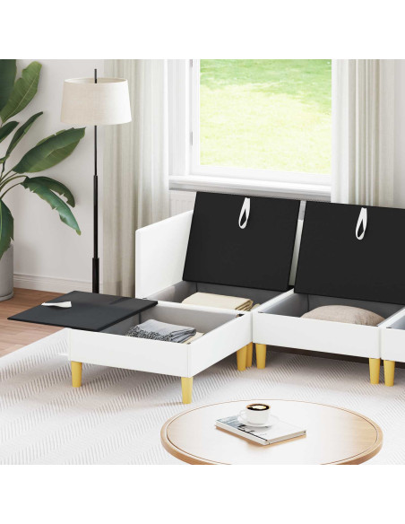 Set di mobili per il soggiorno con cuscino 5 pcs Bianco Tessuto
