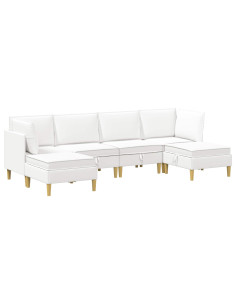 Set di mobili per il soggiorno con cuscino 6 pcs Bianco Tessuto 2