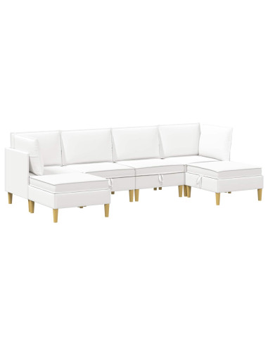 Set di mobili per il soggiorno con cuscino 6 pcs Bianco Tessuto