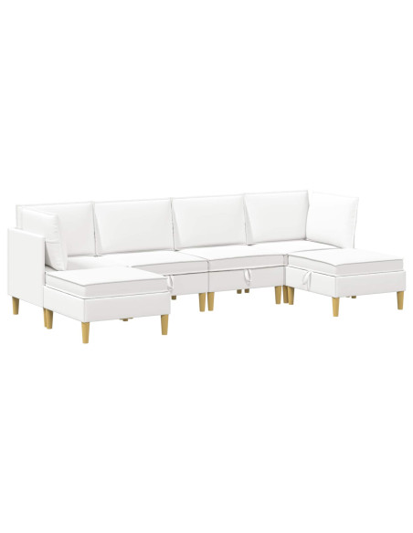 Set di mobili per il soggiorno con cuscino 6 pcs Bianco Tessuto
