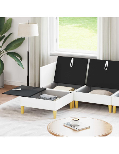 Set di mobili per il soggiorno con cuscino 6 pcs Bianco Tessuto