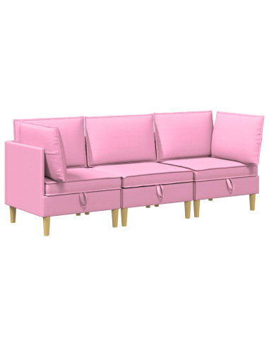 Set di mobili per il soggiorno con cuscino 3 pcs Rosa Tessuto